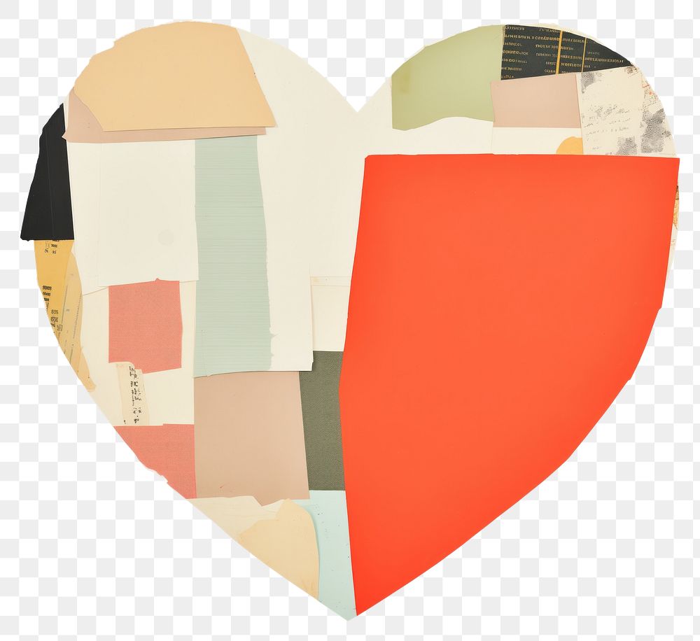 PNG  Heart shape paper craft collage painting.