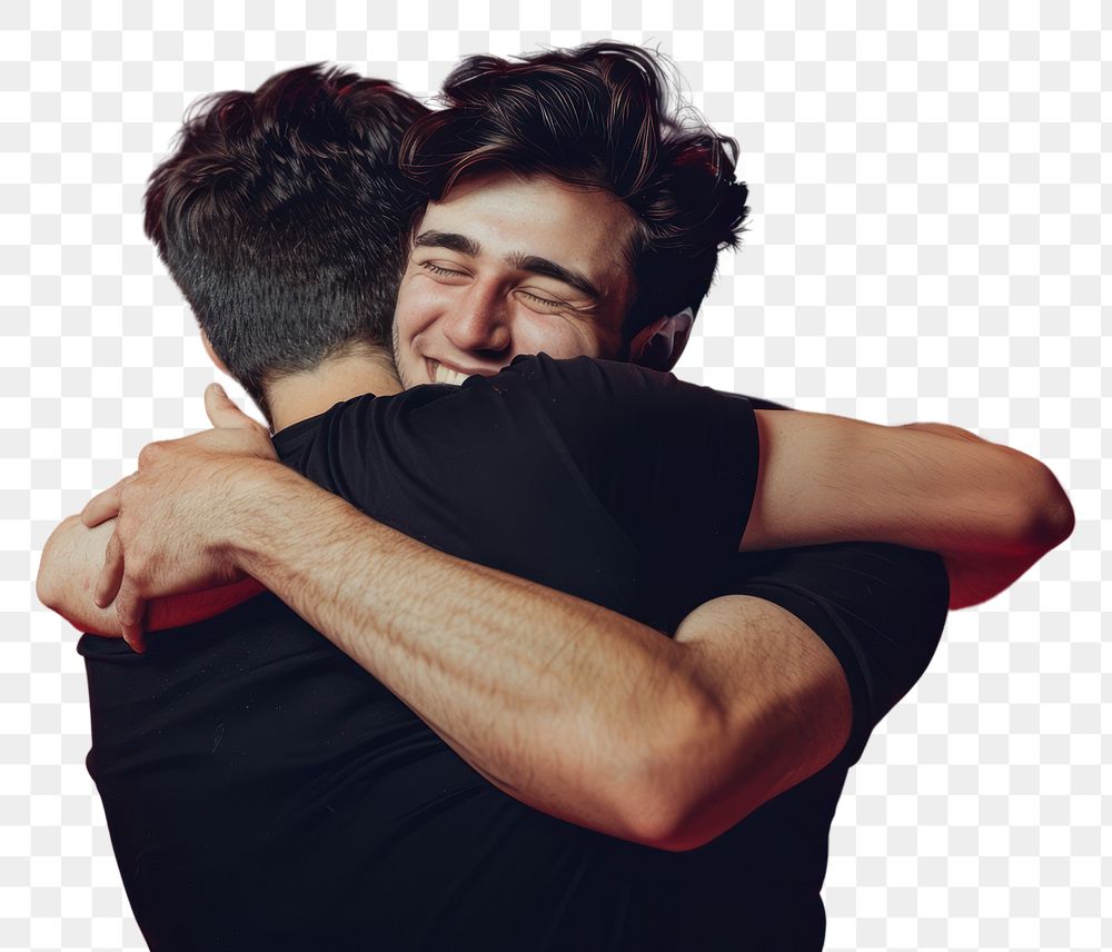 PNG Man hugging another man person human adult.