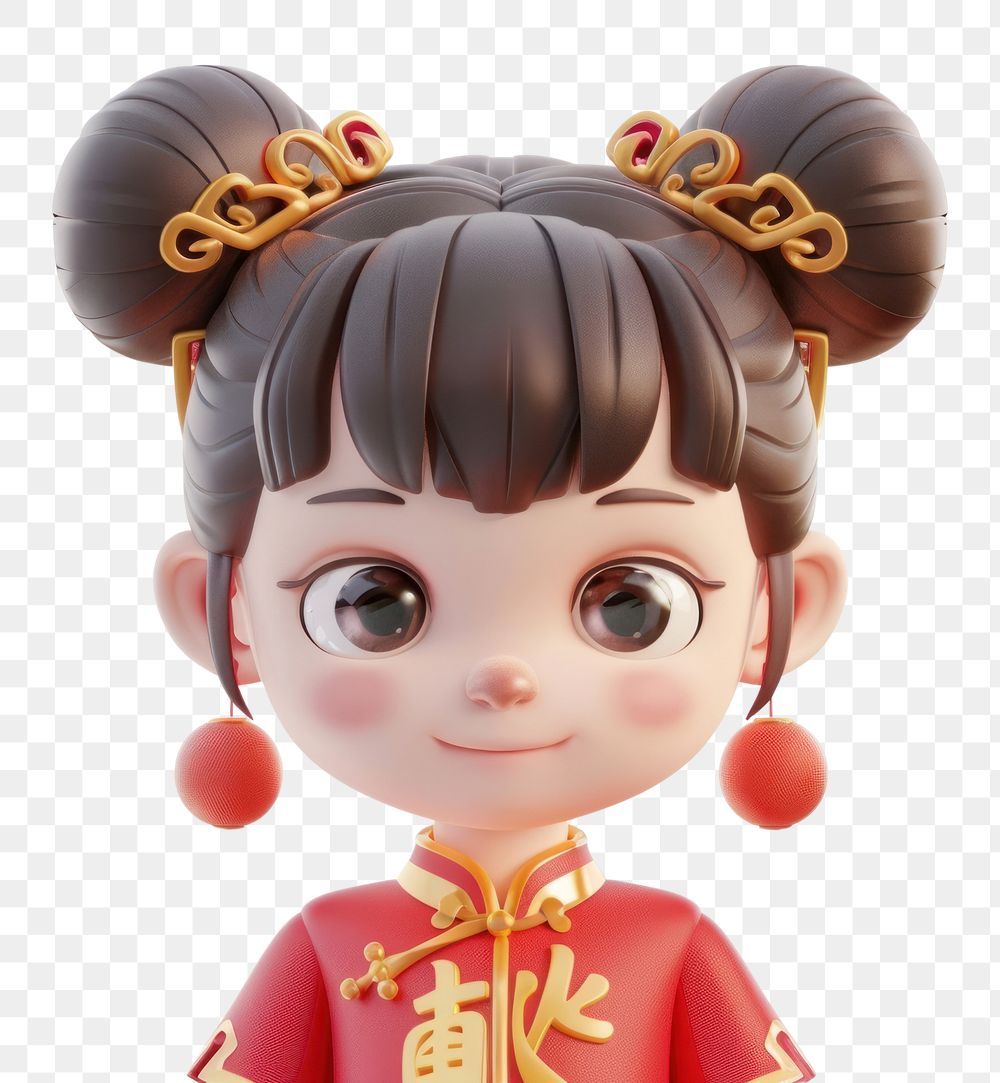 PNG Chinese new year girl person human doll.