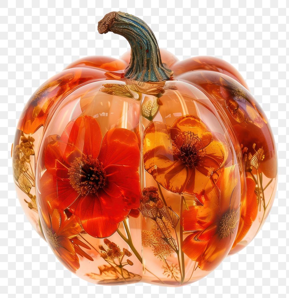 PNG Flower resin Pumpkin shaped pumpkin vegetable produce.