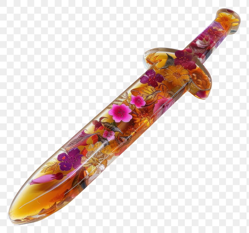 PNG Flower resin Sword shaped sword weaponry dagger.