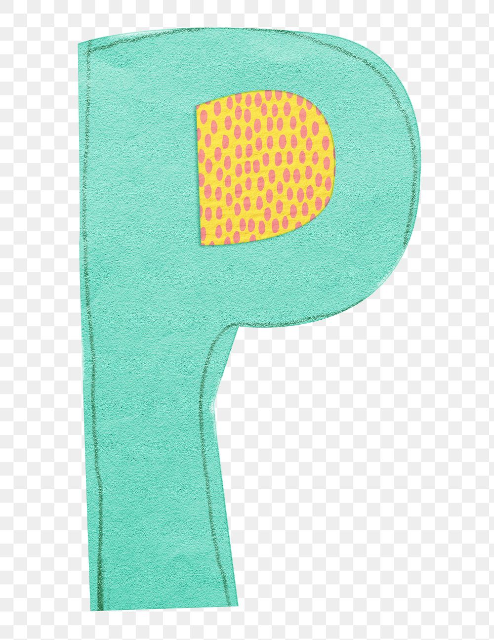 Letter P png cute paper cut alphabet, transparent background