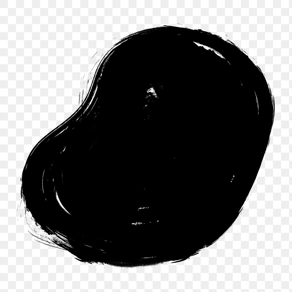 Black blob shape png brush stroke texture, transparent background