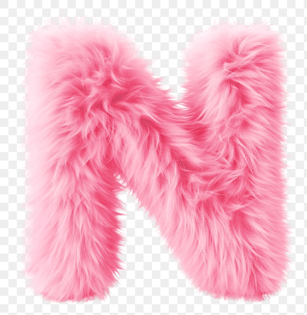 PNG  Fur letter N pink softness clothing.