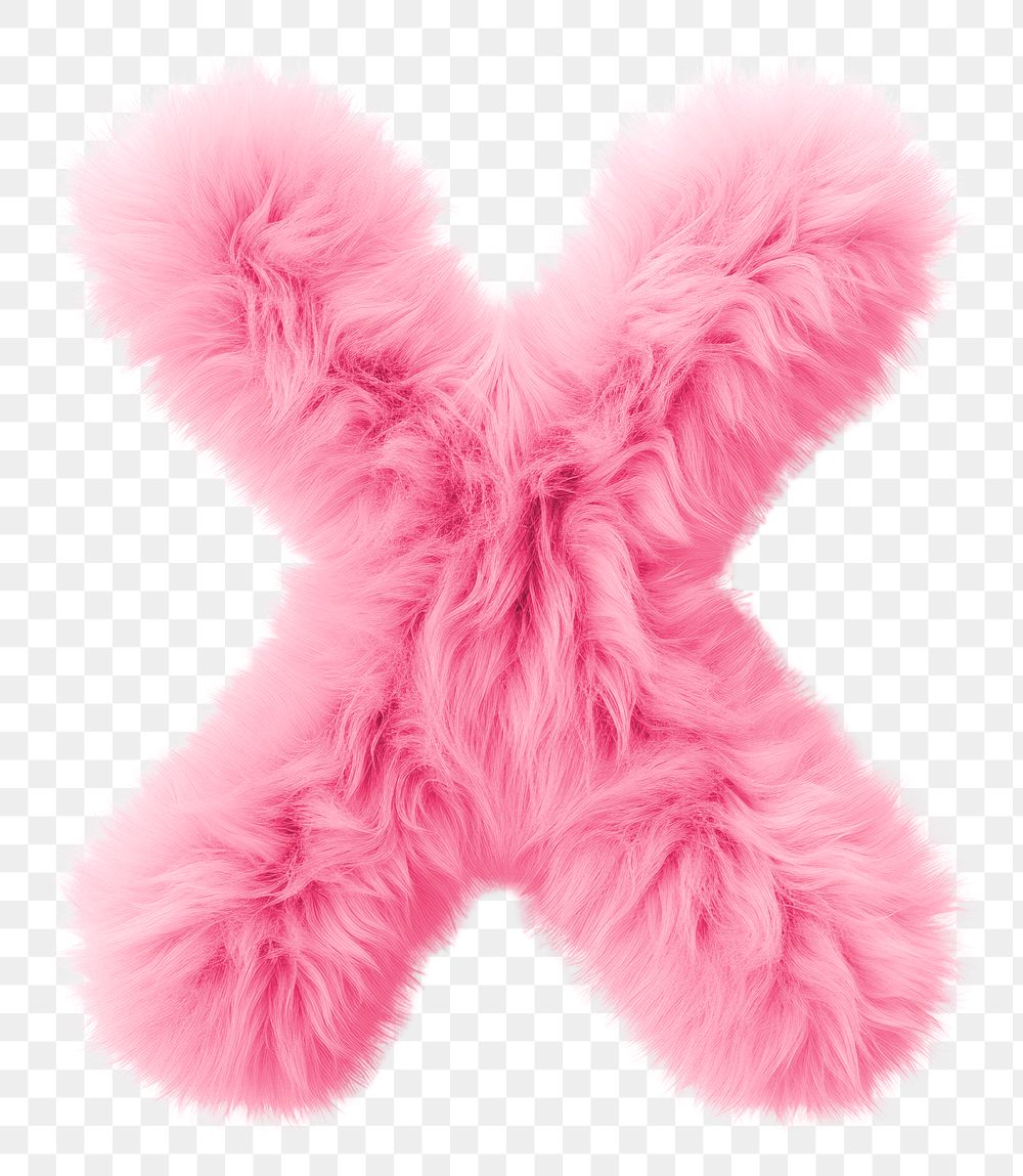 PNG  Fur letter X pink toy white background.
