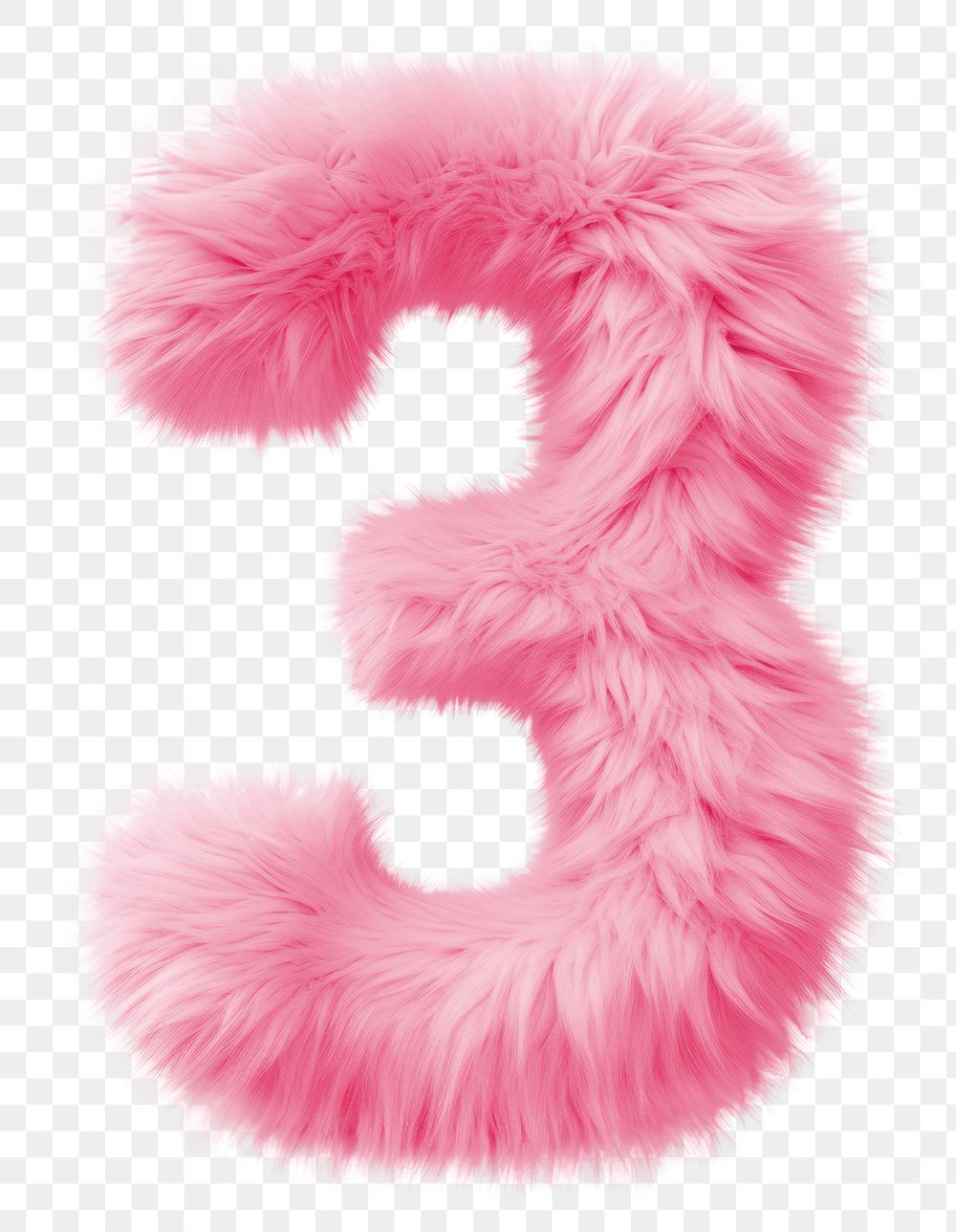 PNG  Fur letter 3 pink white background accessories.