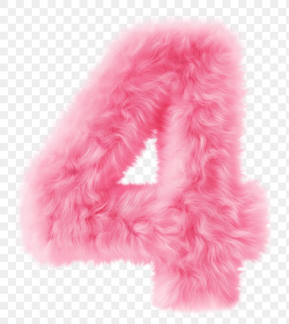PNG  Fur letter 4 pink white background accessories.