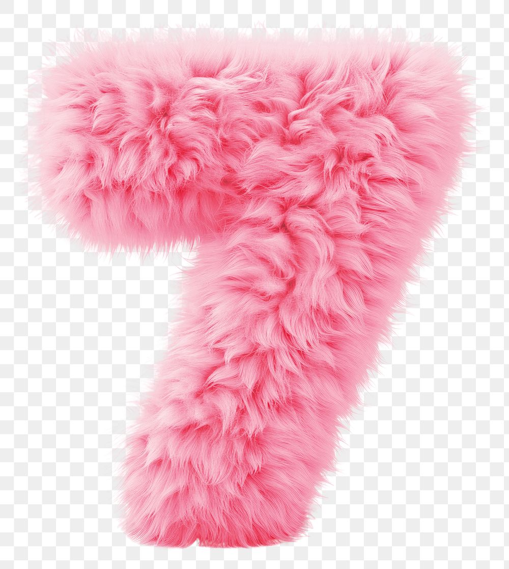PNG  Fur letter 7 pink white background softness.