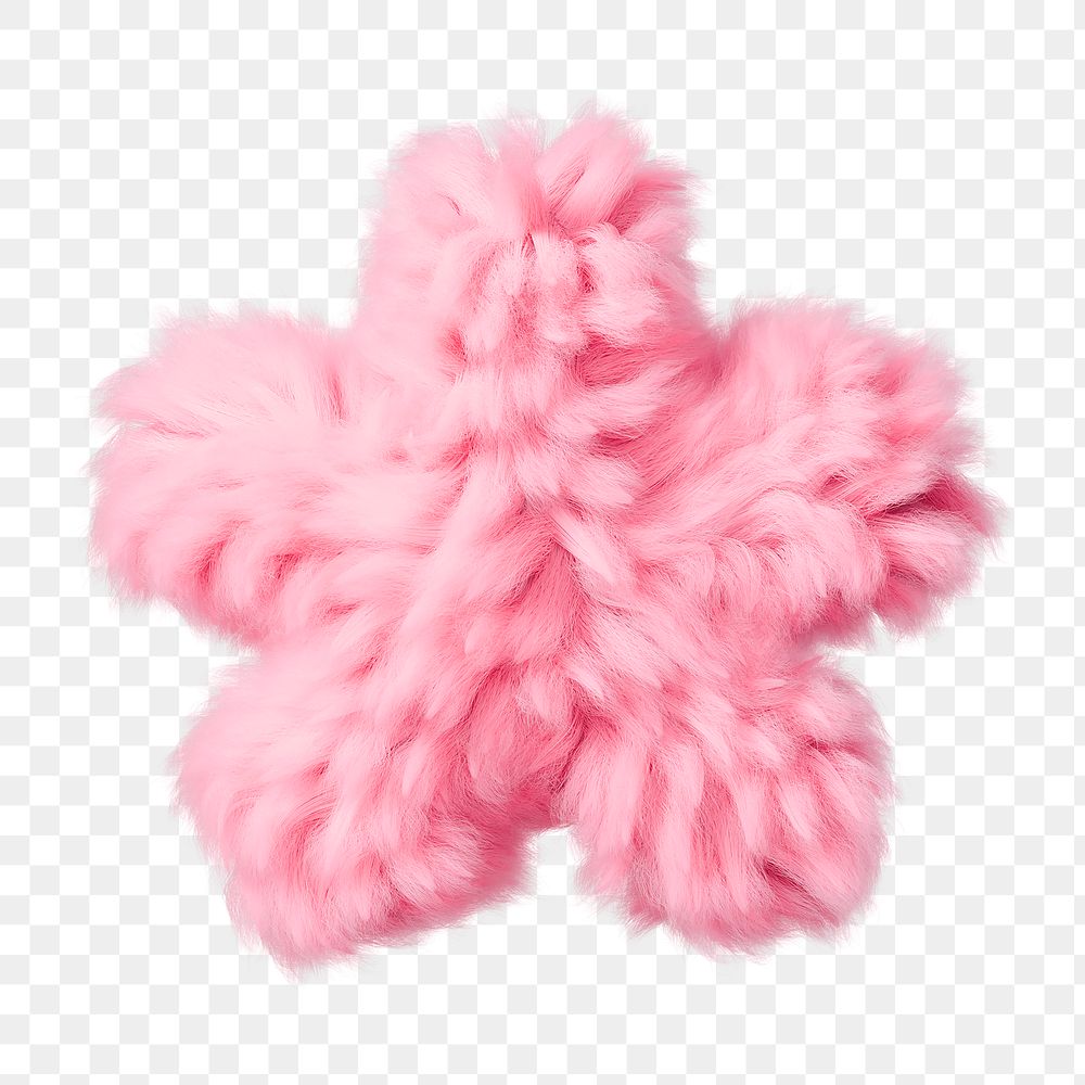 PNG fluffy font in pink fur, transparent background