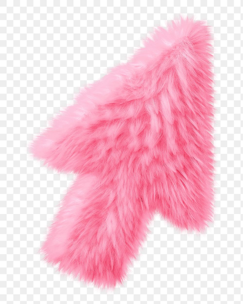 Pink arrow png fluffy 3D shape, transparent background