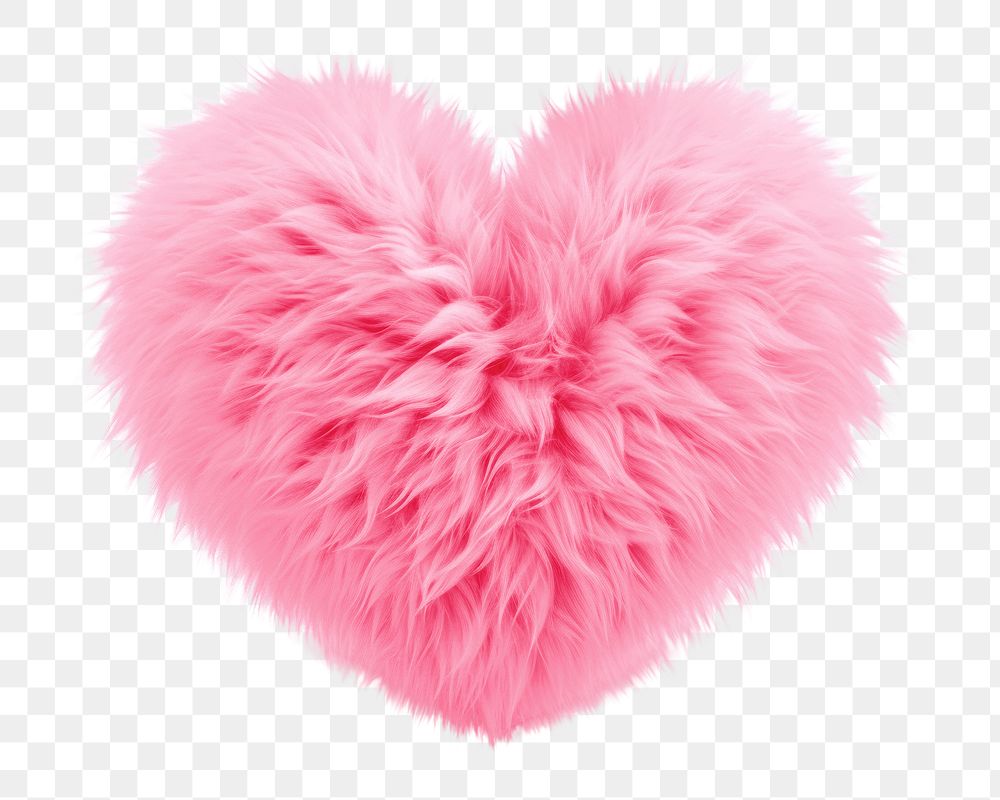 Pink heart png fluffy 3D shape, transparent background