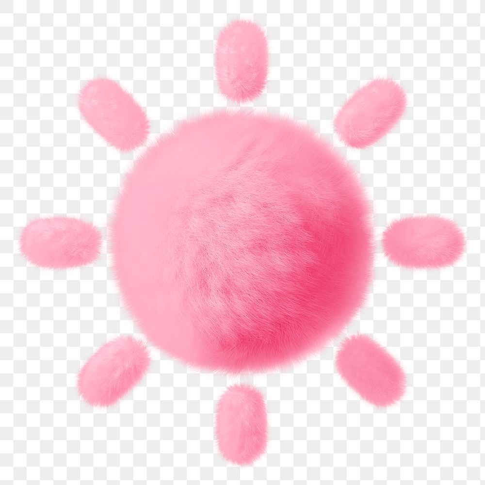 Pink sun png fluffy 3D shape, transparent background