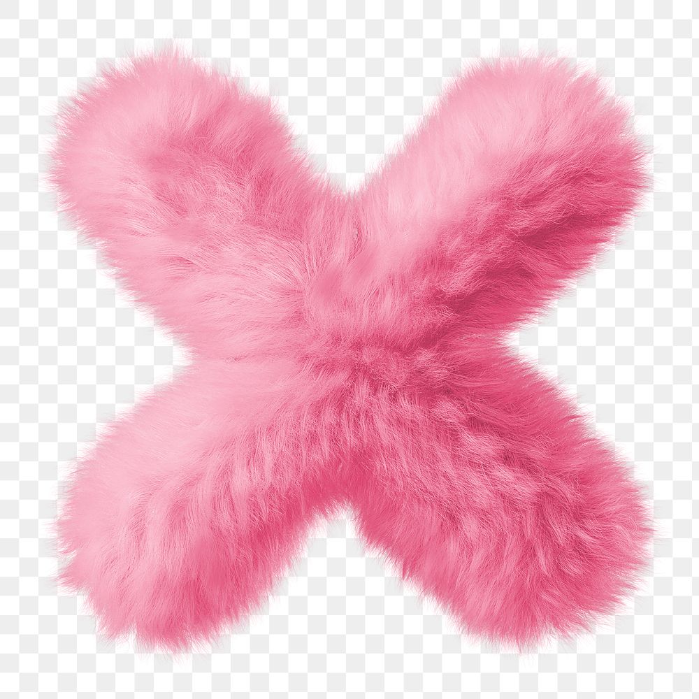 Pink wrong mark png fluffy 3D shape, transparent background