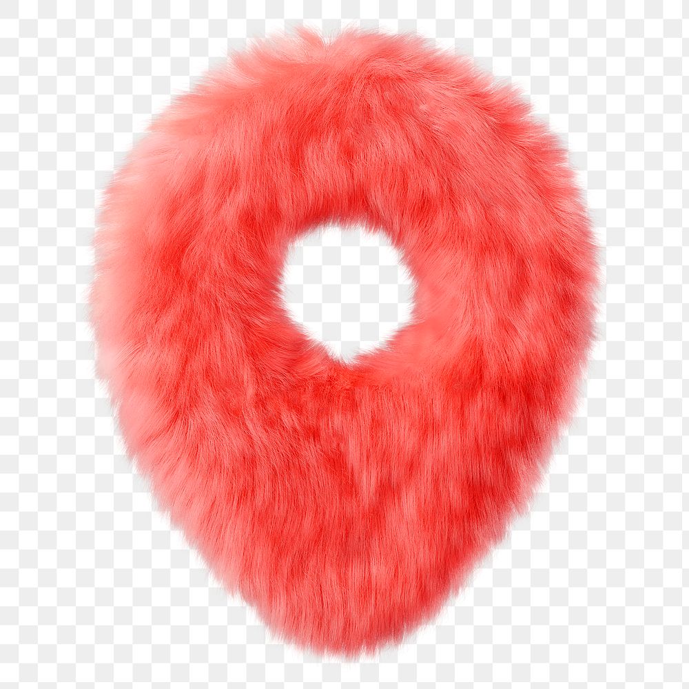 Red location pin png fluffy 3D shape, transparent background