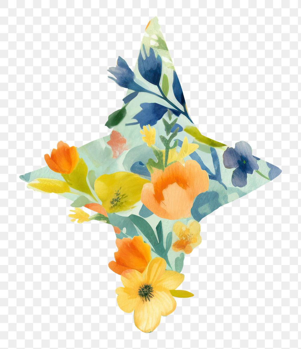 Floral blink png watercolor icon, transparent background