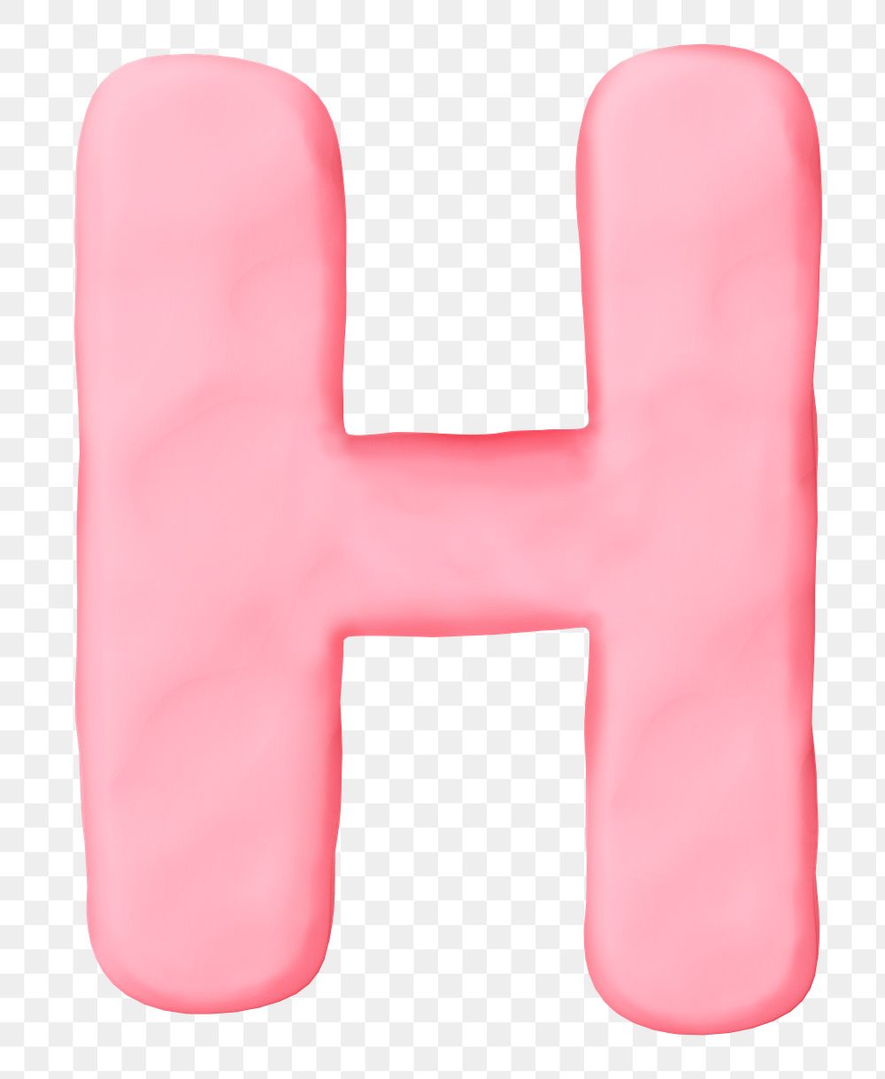 Letter H png pink clay alphabet, transparent background