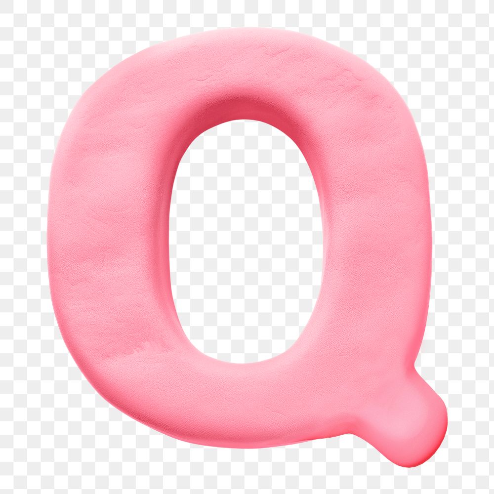 Letter Q png pink clay alphabet, transparent background