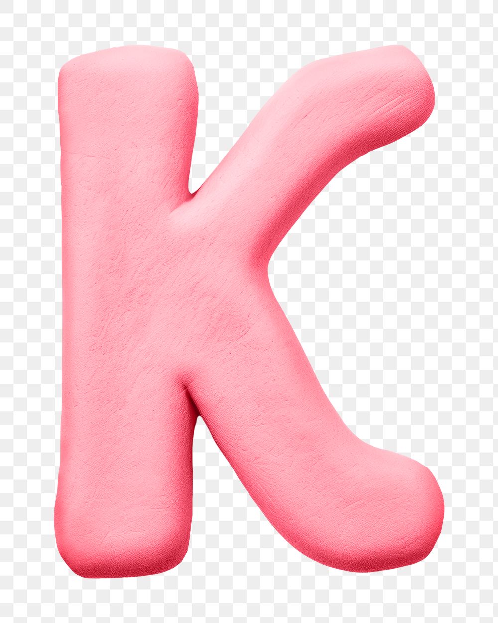 Letter K png pink clay alphabet, transparent background