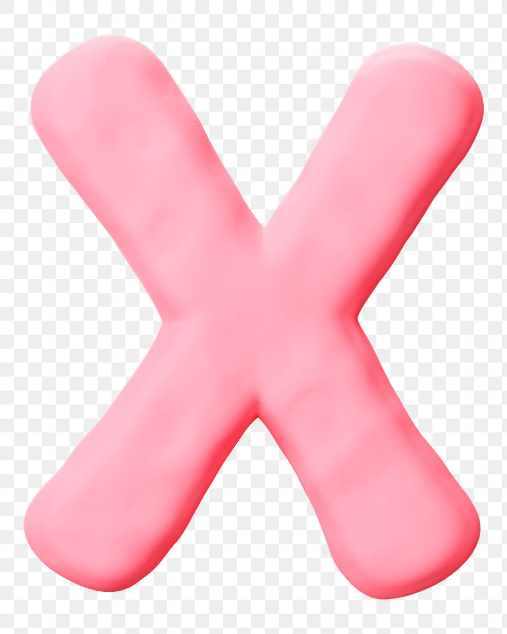 Letter X png pink clay alphabet, transparent background