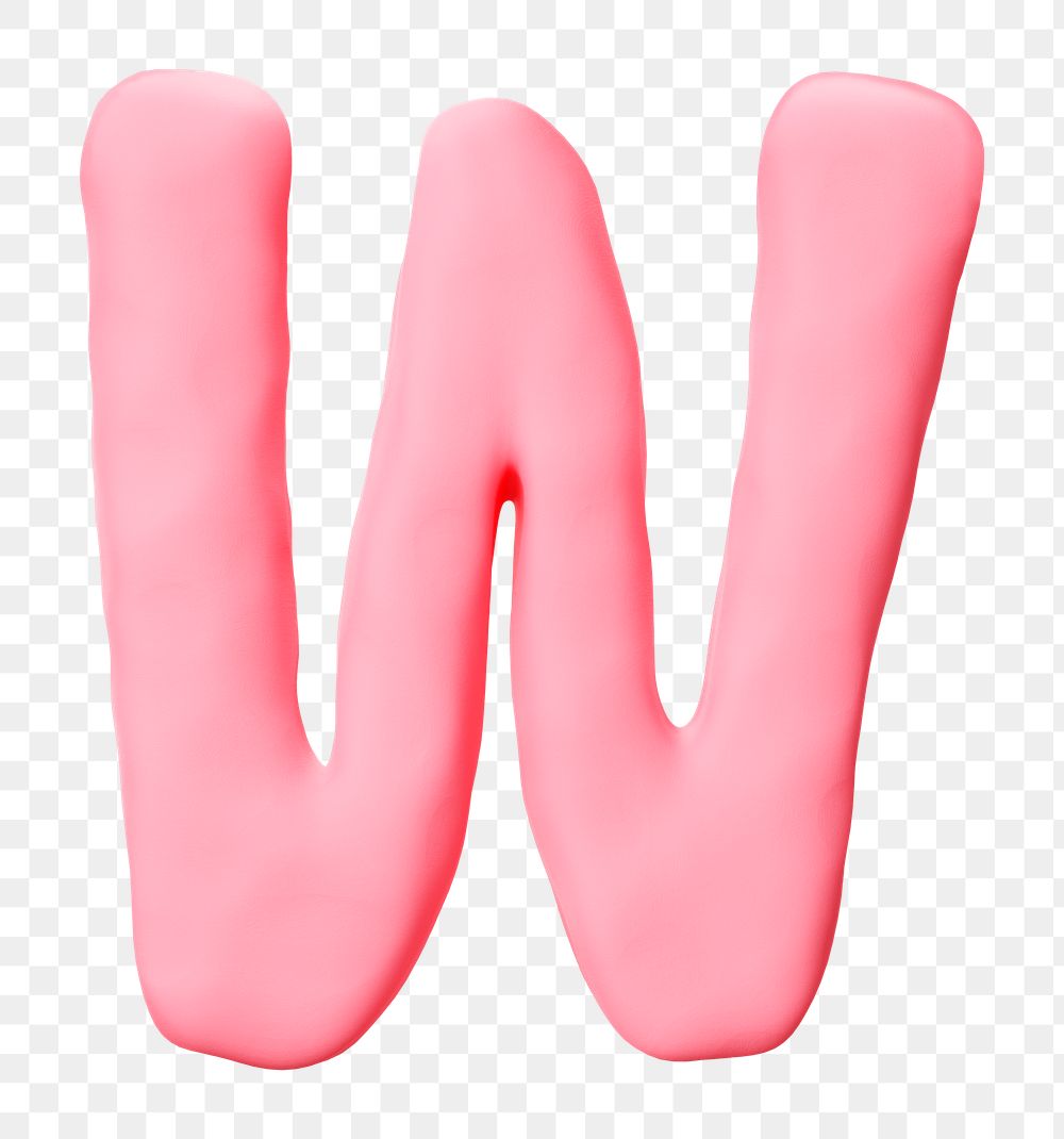 Letter W png pink clay alphabet, transparent background