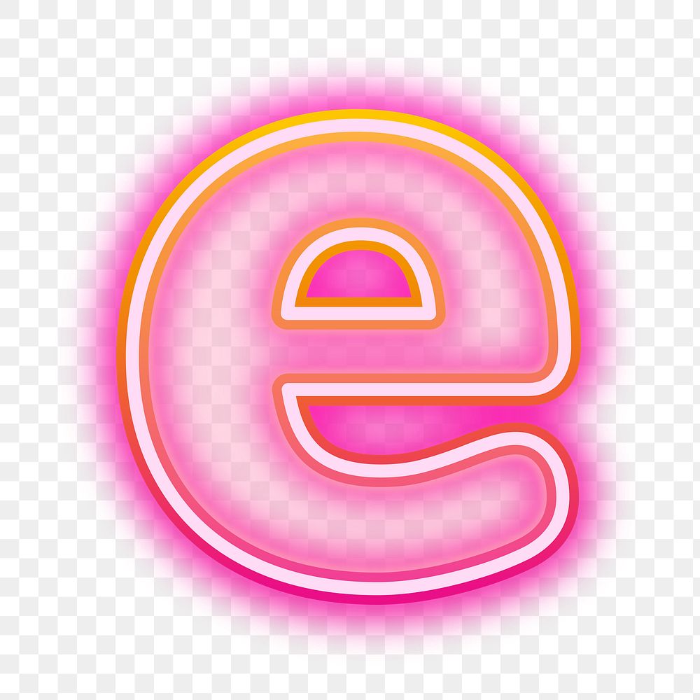 Letter e png neon gradient pink font, transparent background