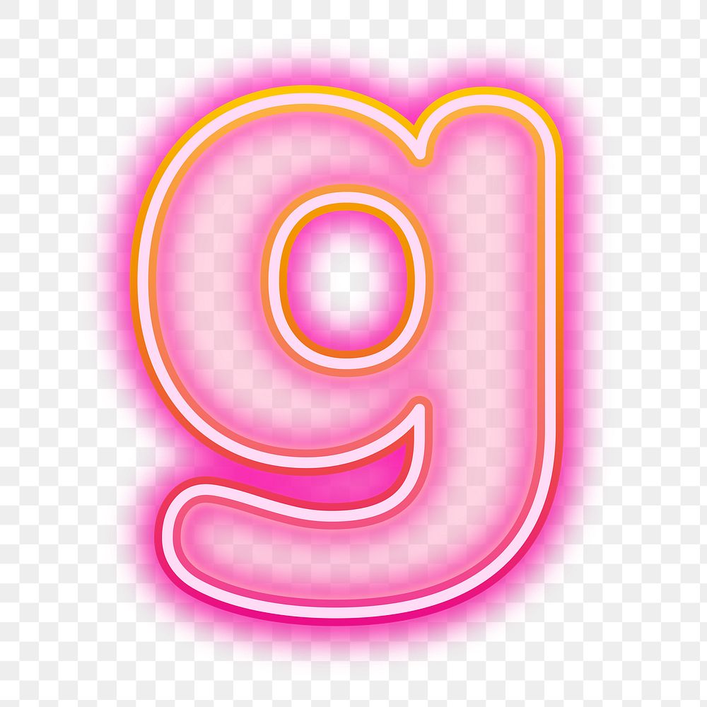 Letter g png neon gradient pink font, transparent background