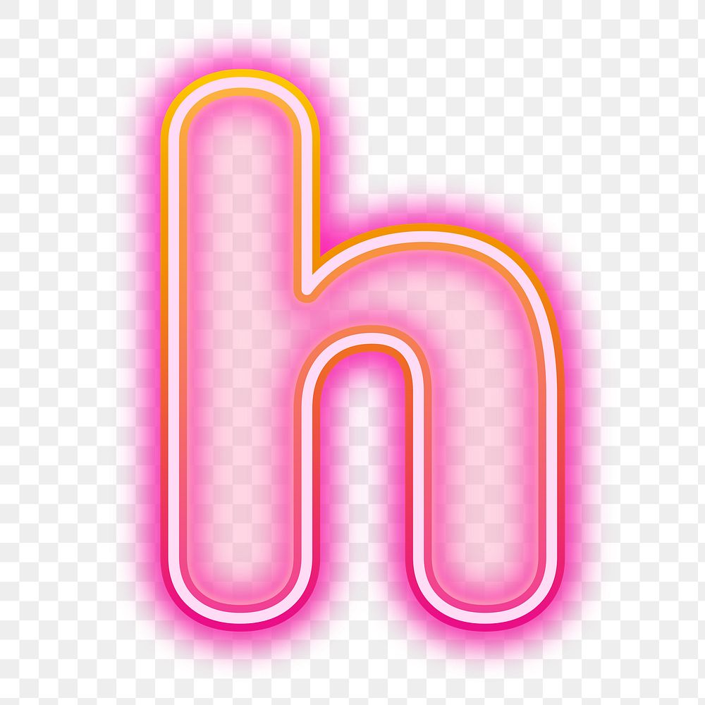 Letter h png neon gradient pink font, transparent background