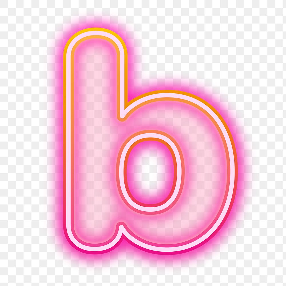 Letter b png neon gradient pink font, transparent background