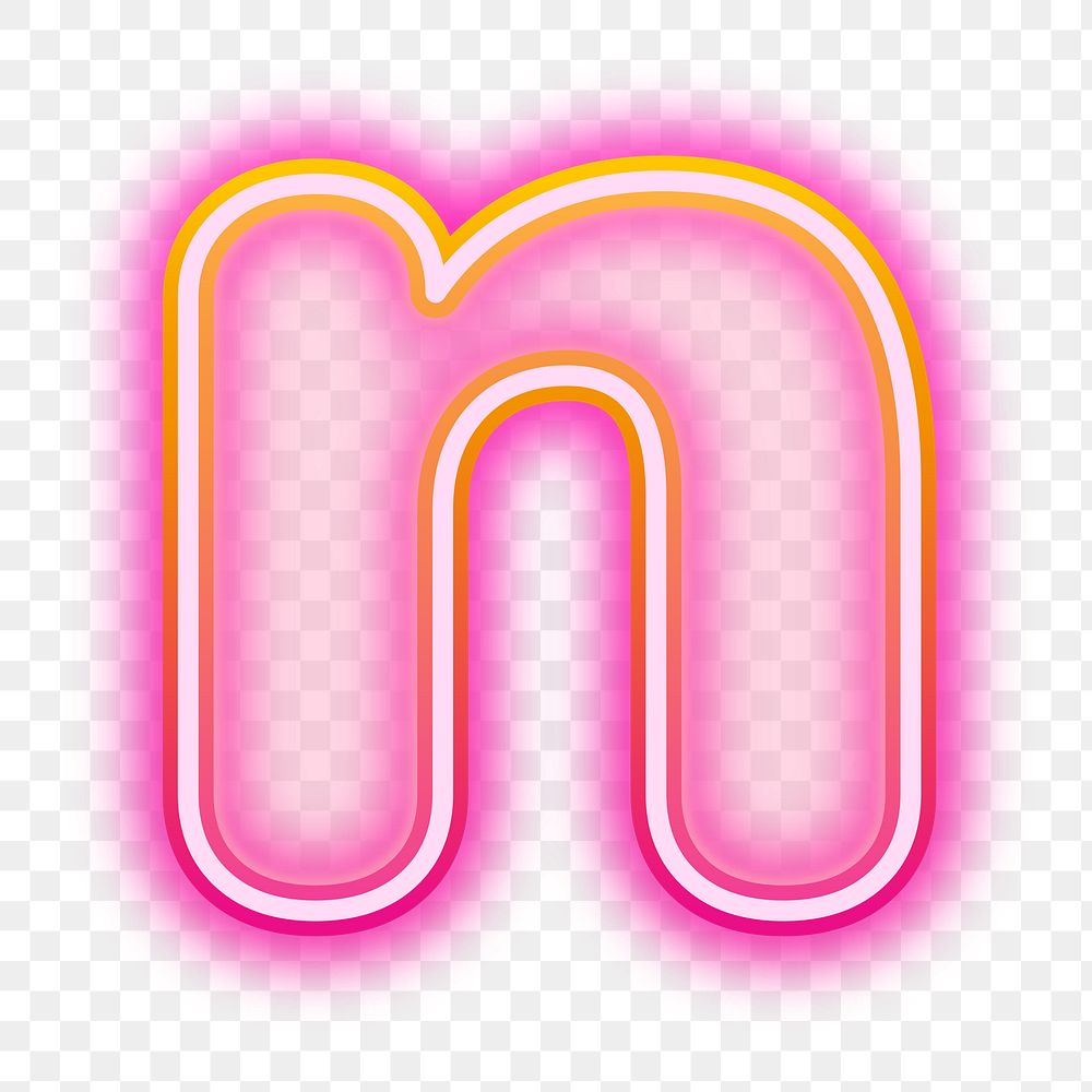 Letter n png neon gradient pink font, transparent background
