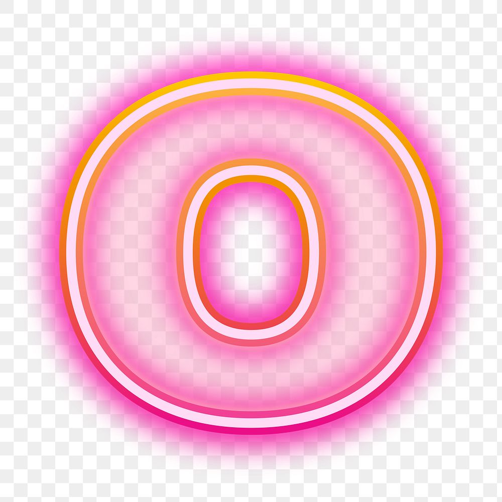 Letter o png neon gradient pink font, transparent background