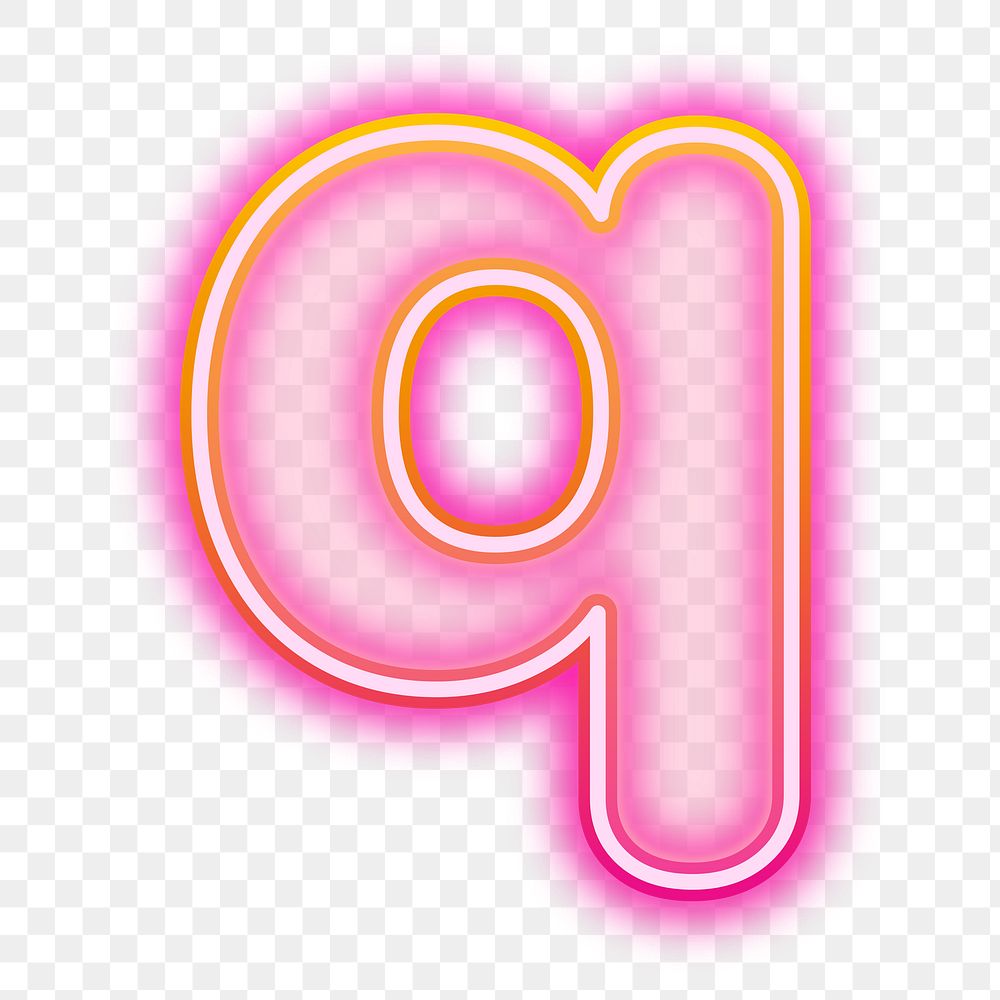 Letter q png neon gradient pink font, transparent background