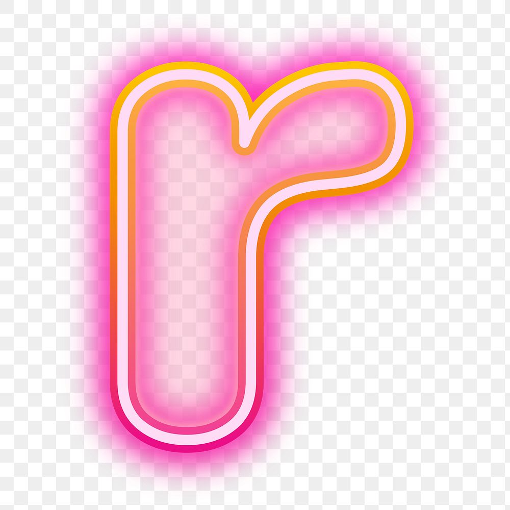 Letter r png neon gradient pink font, transparent background