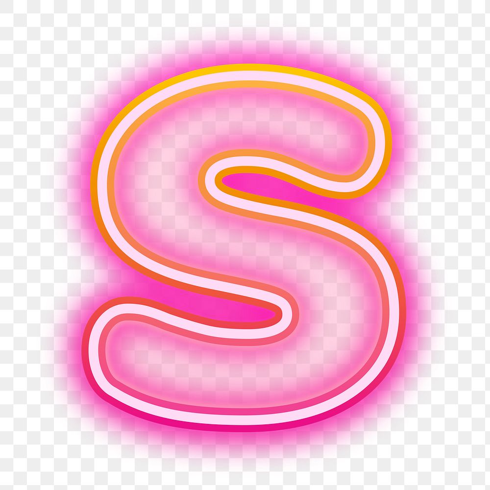 Letter s png neon gradient pink font, transparent background