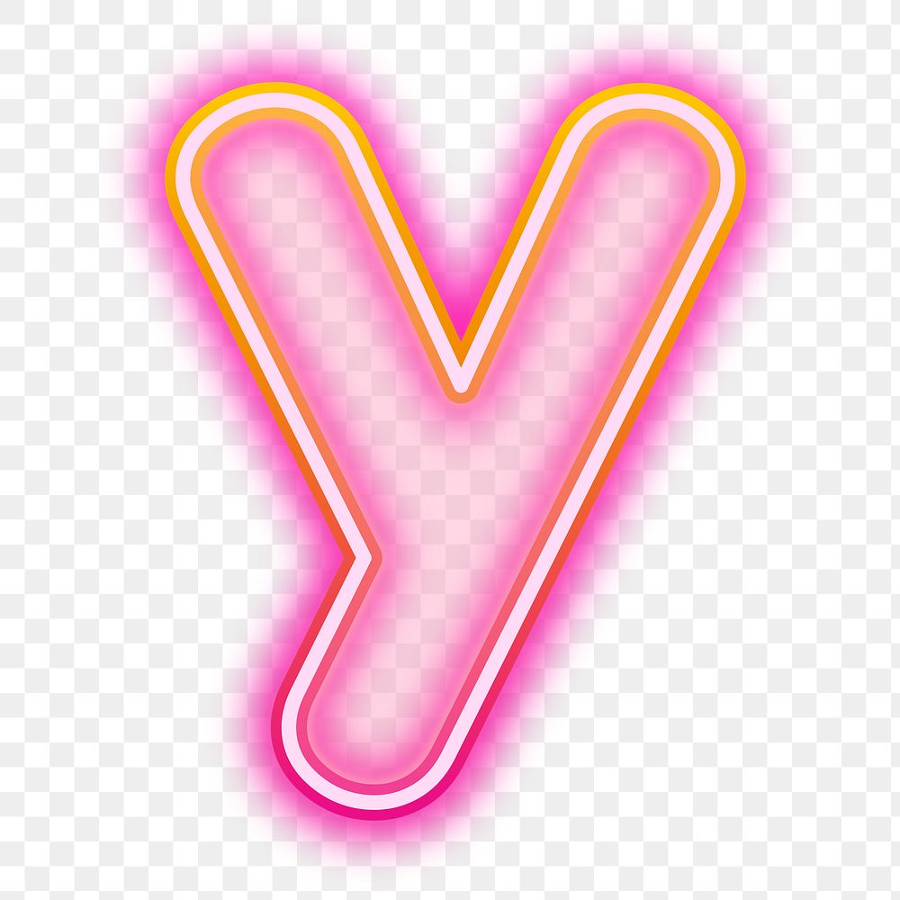 Letter y png neon gradient pink font, transparent background