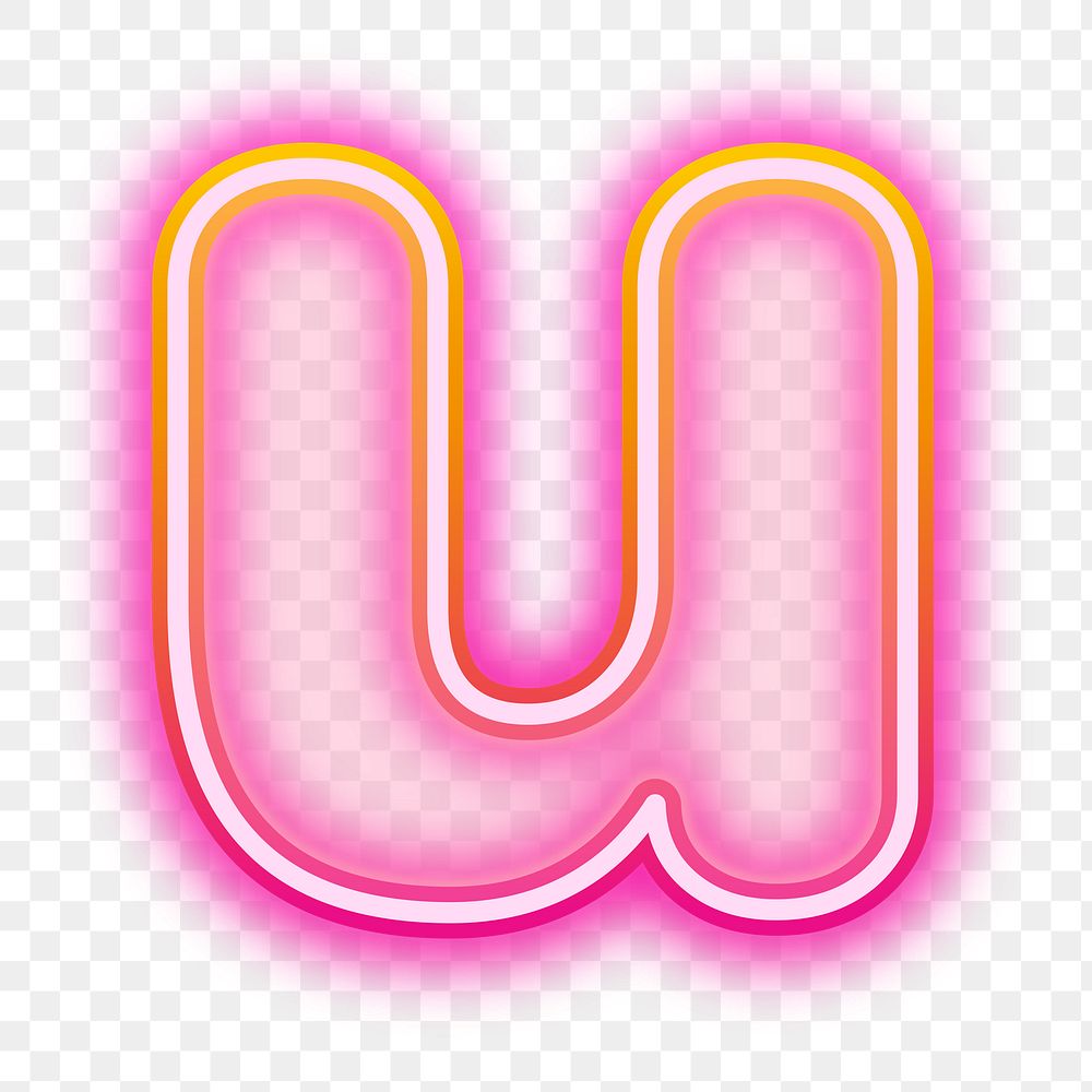 Letter u png neon gradient pink font, transparent background