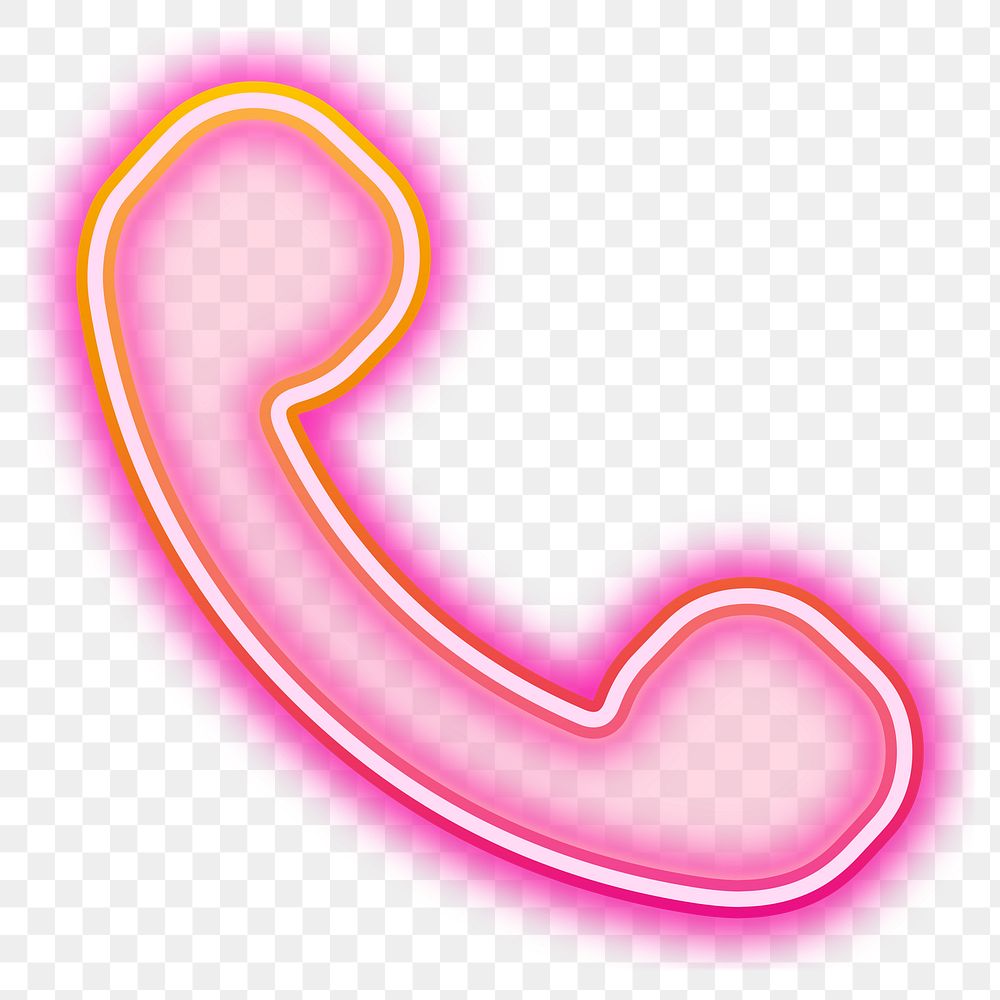 Pink telephone png neon gradient icon, transparent background