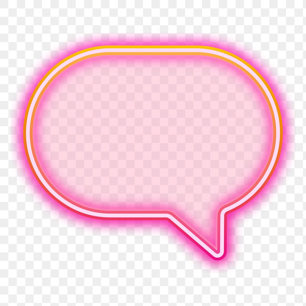 Pink speech bubble png neon gradient icon, transparent background