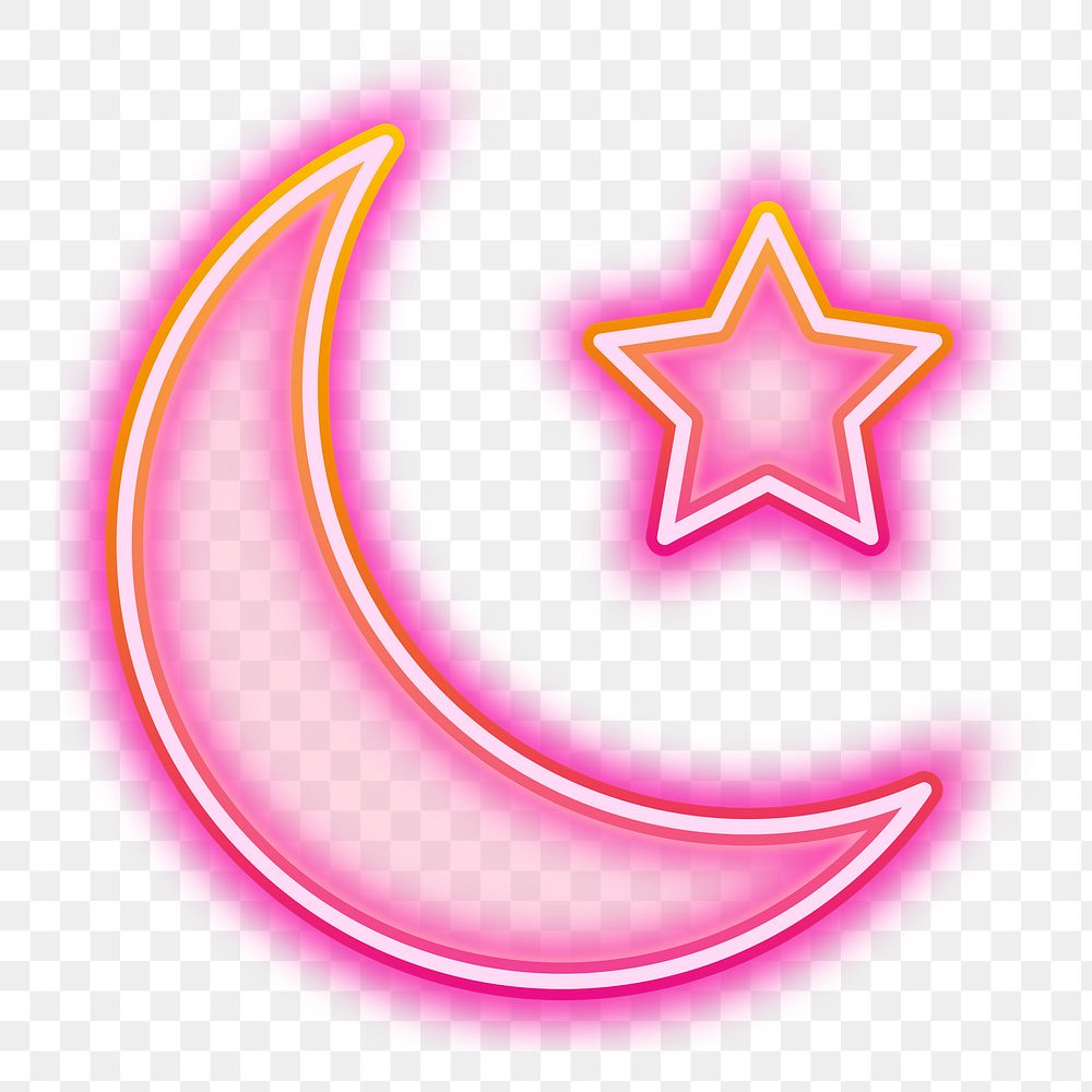 Pink Islam png neon gradient icon, transparent background