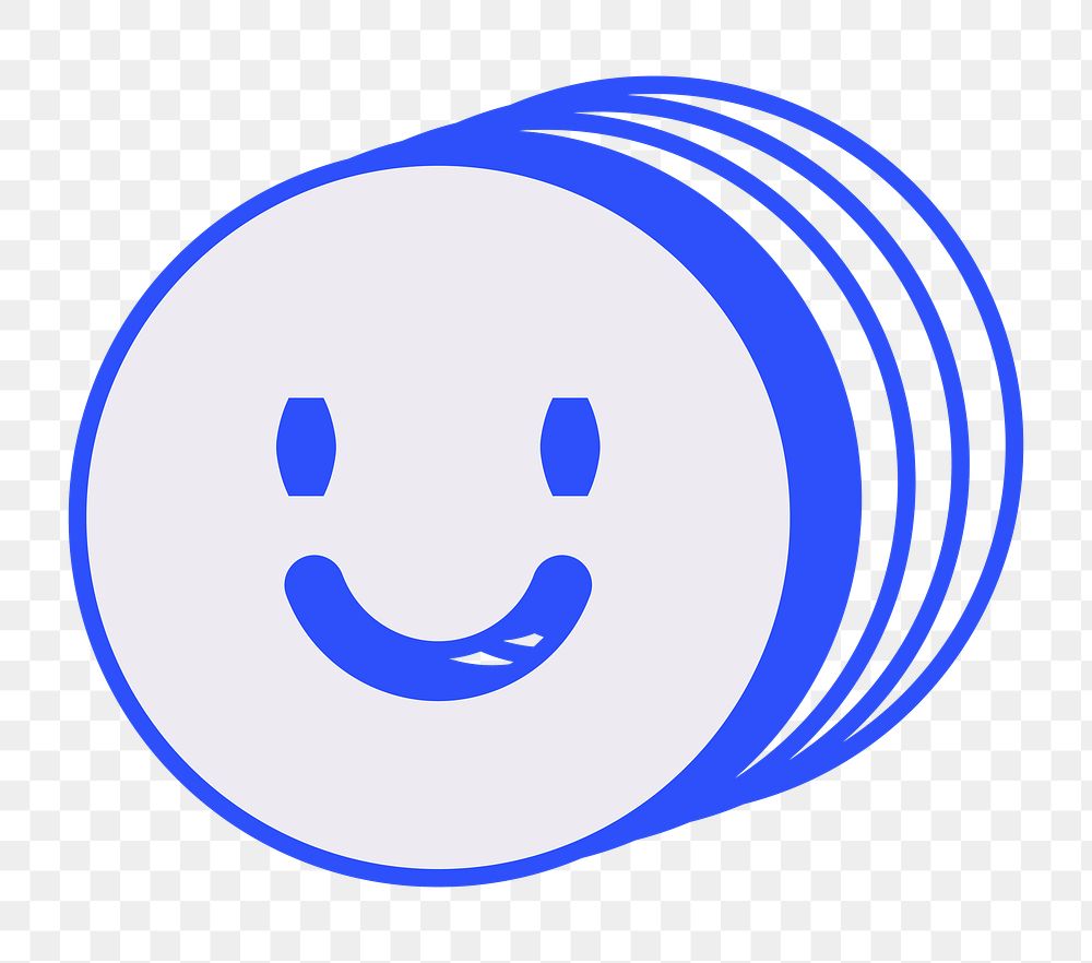 smiling face png blue layer icon, transparent background