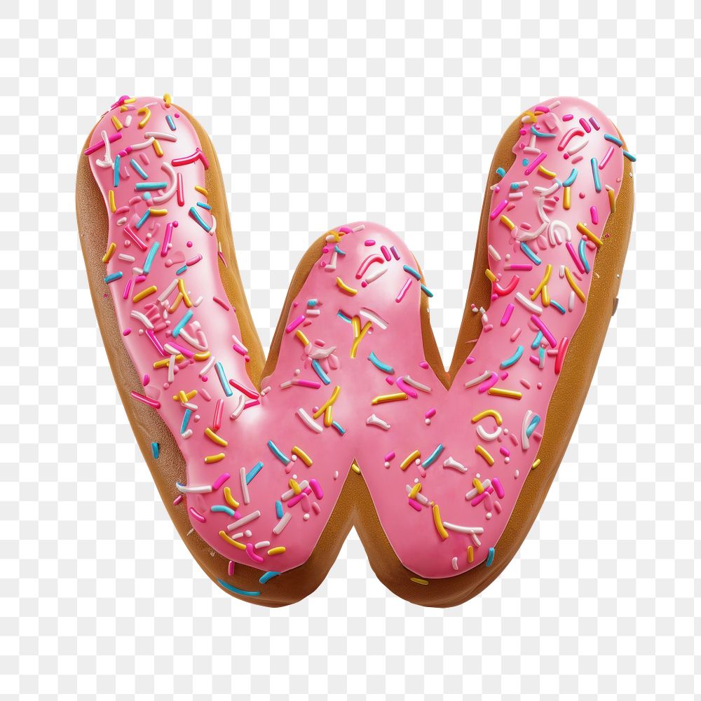 Letter W png 3D donut alphabet, transparent background