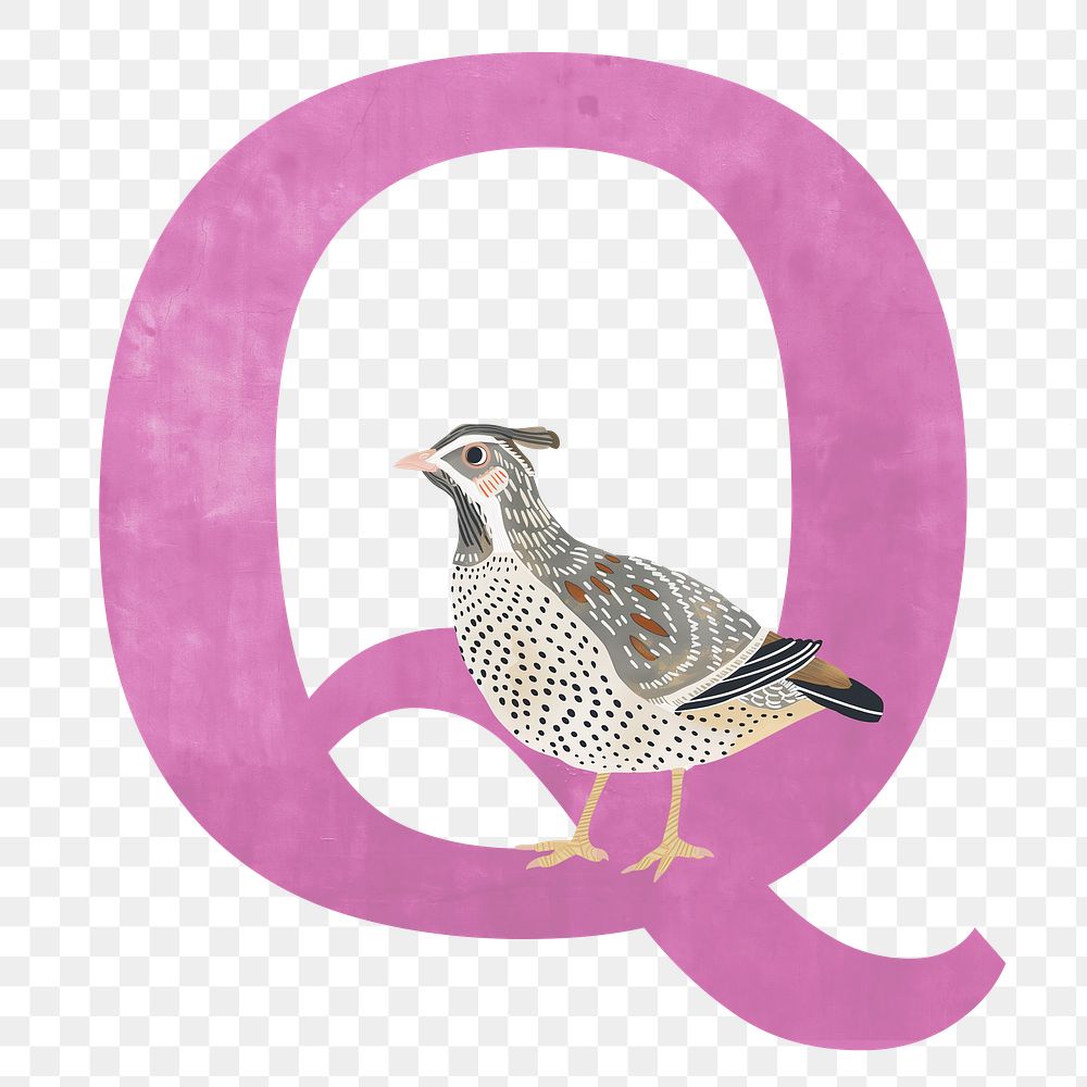 PNG Letter Q watercolor animal font, transparent background