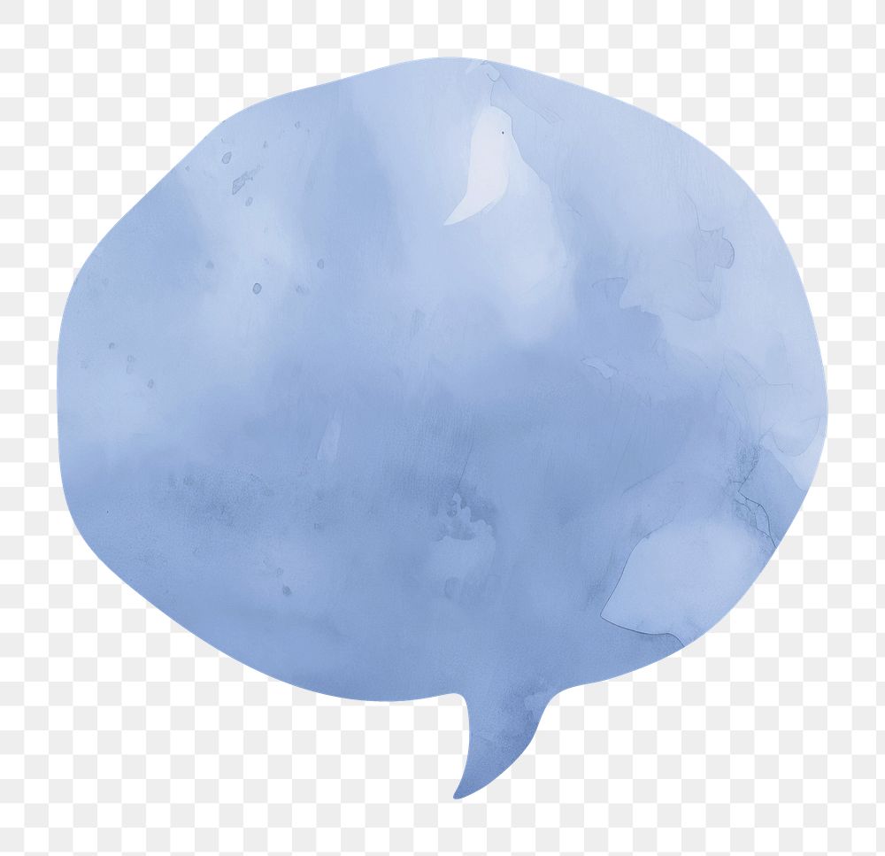 Blue speech bubble png watercolor illustration, transparent background