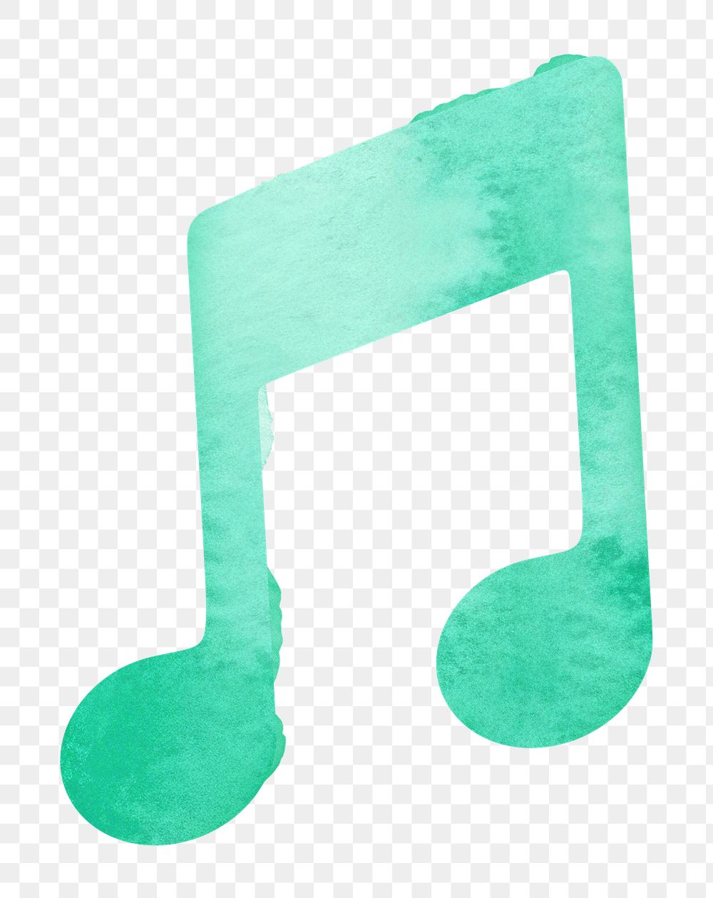 Green music note png watercolor illustration, transparent background