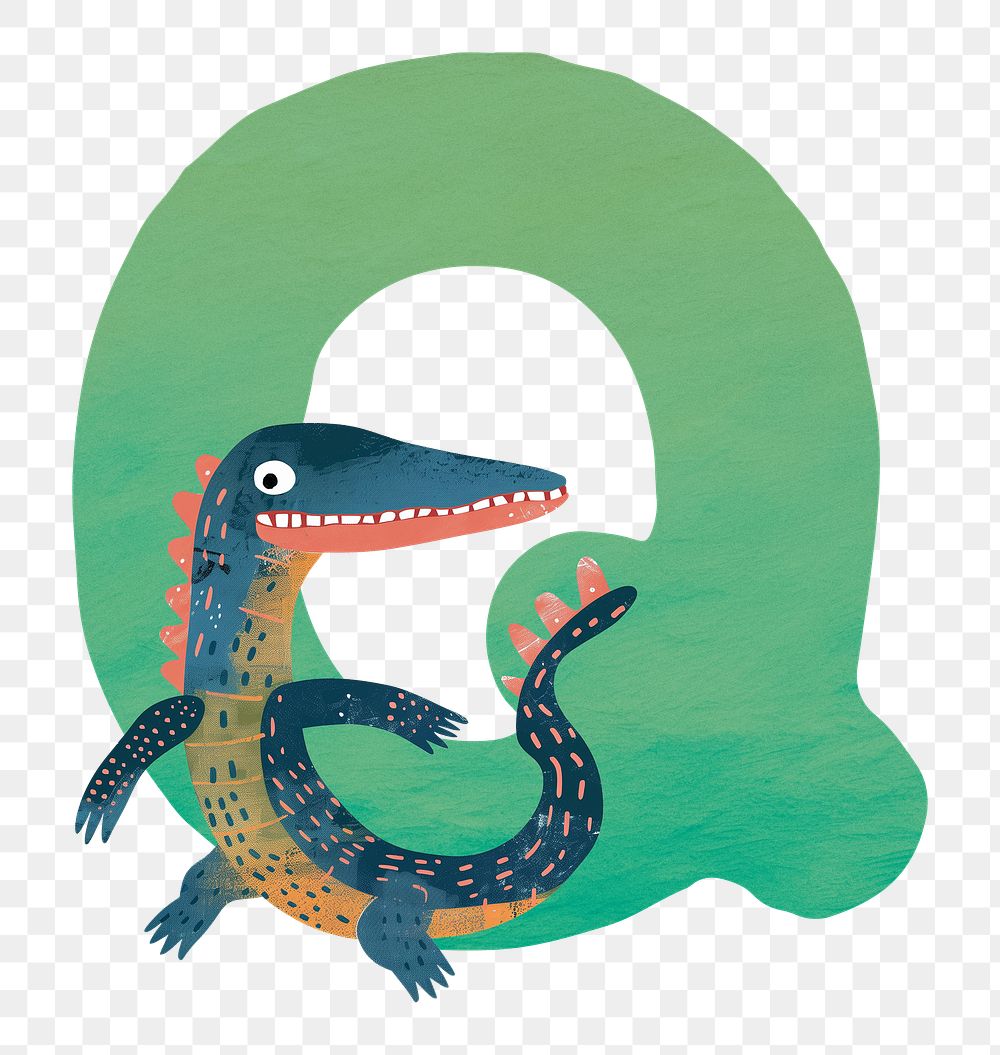 PNG letter  Q with animal character, transparent background