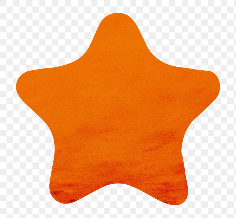 PNG orange star minimal digital art, transparent background