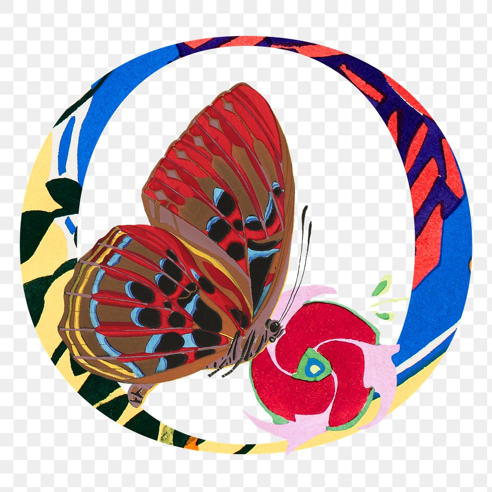 Letter O PNG in Seguy Papillons art alphabet illustration, transparent background