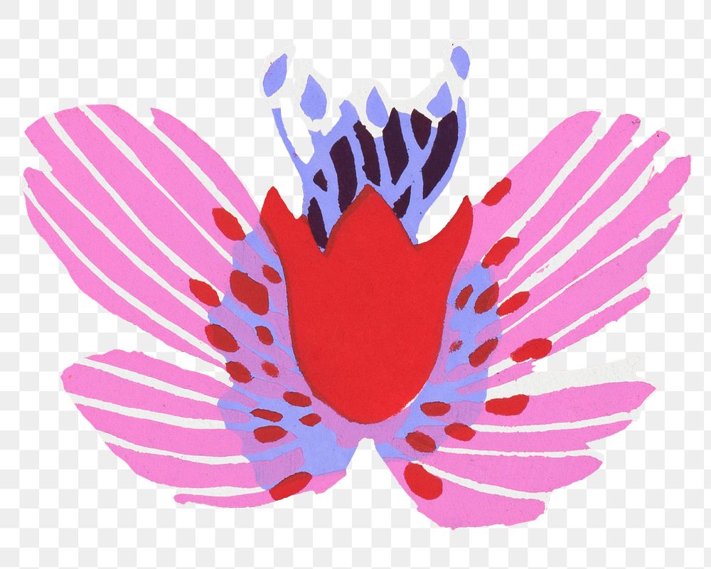 Vintage pink flower PNG Seguy Papillons art illustration, transparent background