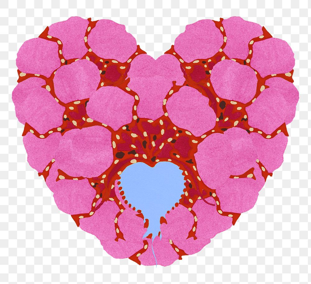 Vintage pink heart PNG Seguy Papillons art illustration, transparent background