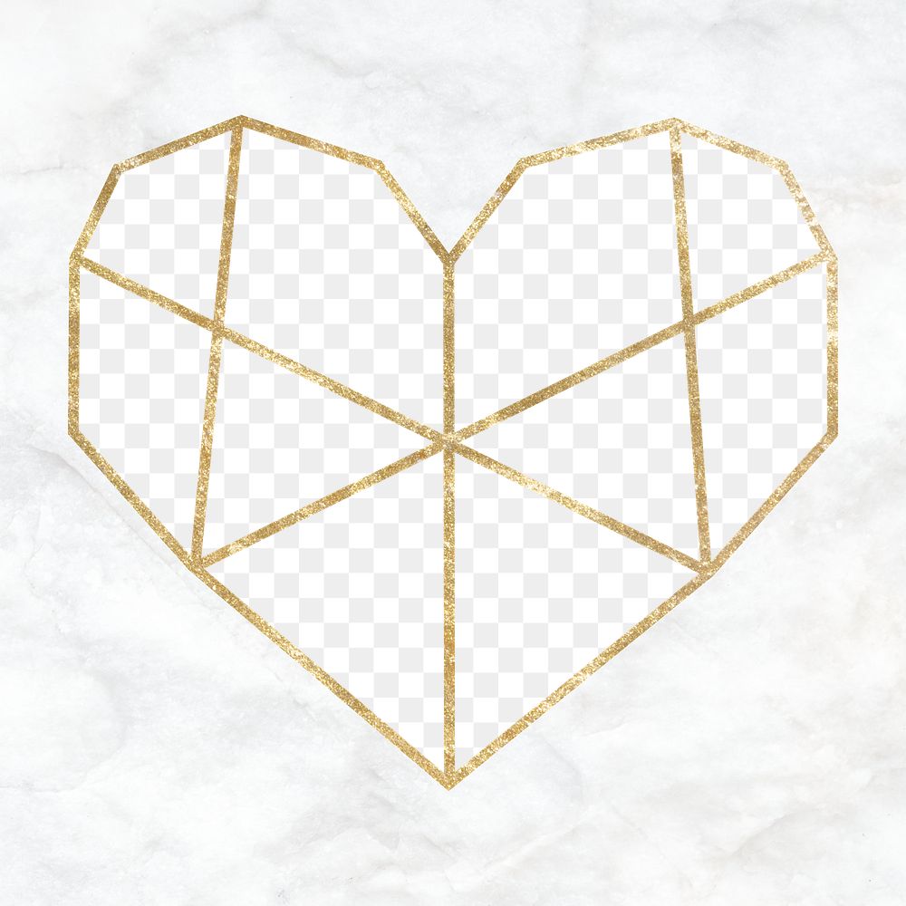 PNG gold geometric heart photo collage