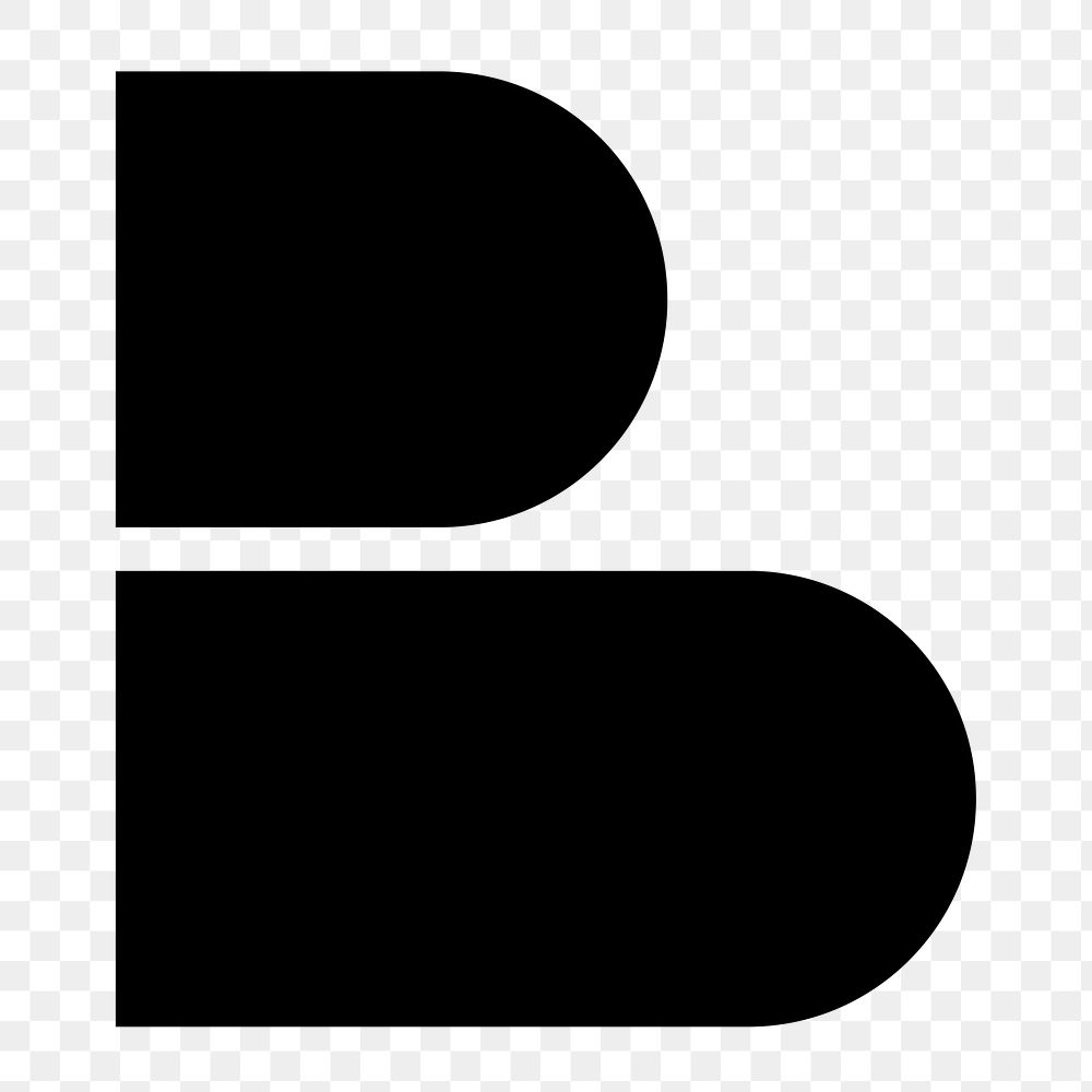 Letter B png abstract shaped font, transparent background